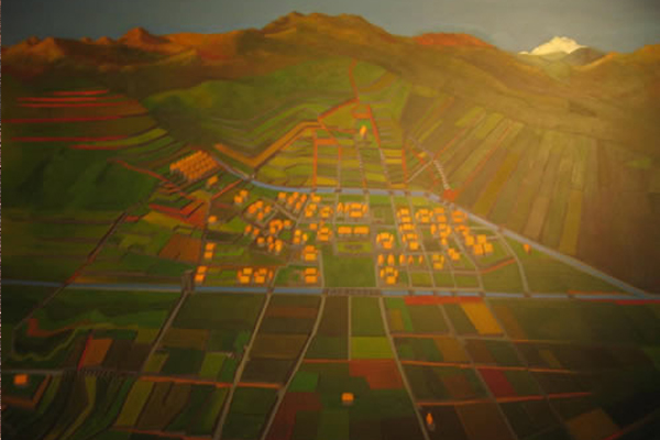 Pintura imagina como seria a Cusco pré-hispânica.